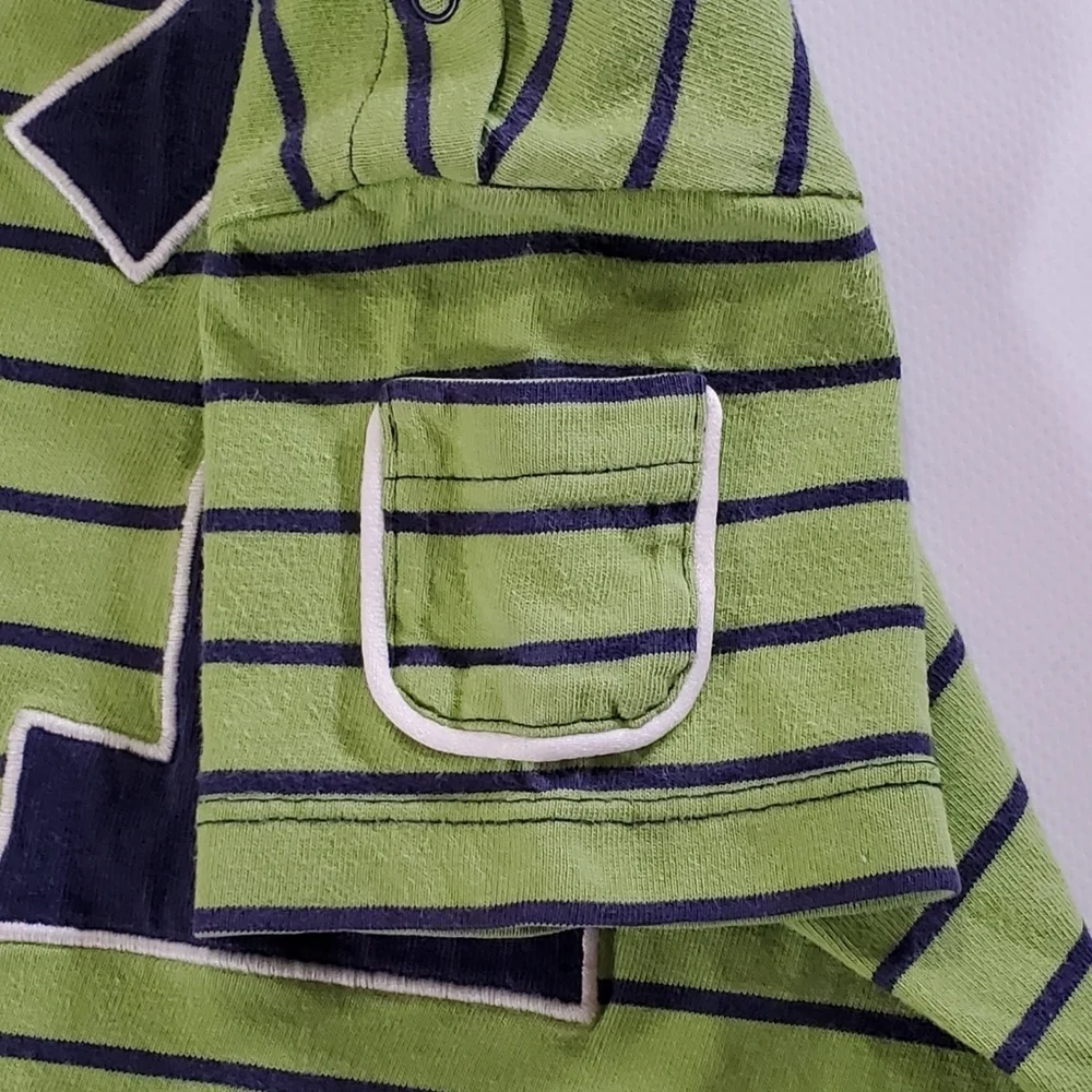 K1207 * Baby Gap Boys Number 1 Striped Tee Navy Blue Green Size 18/24M